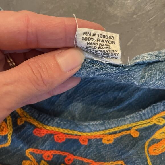 Seven Islands Embroidered Colorful Swimsuit Coverup Dress One Size Artsy Boho - Picture 6 of 7